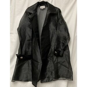 Nina Austin Women's Black Sheer Duster Formal Wrap Coat Jacket Dress Core - SZ M